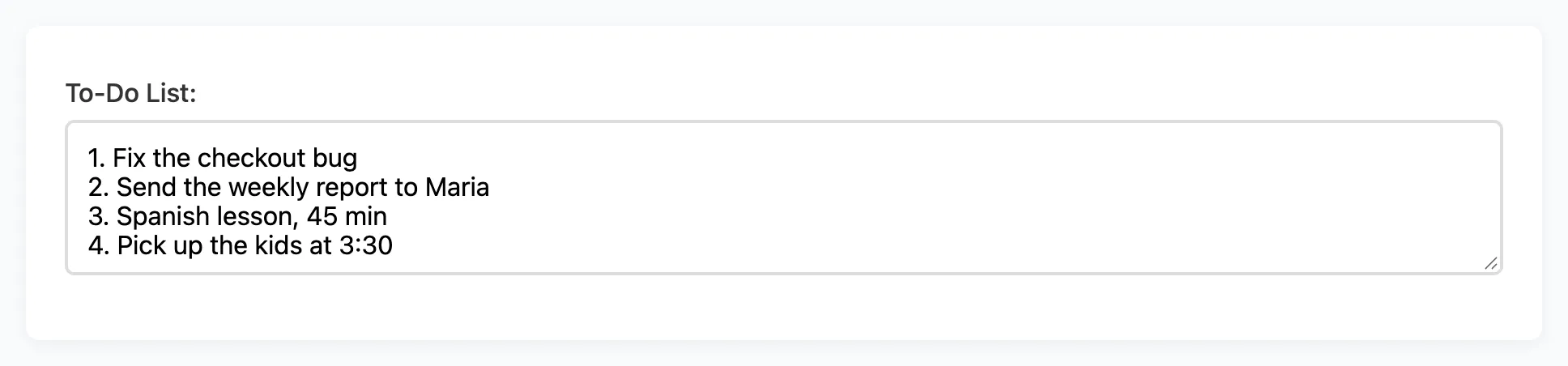 The IAM Rate To-Do List box with four planned items for the day
